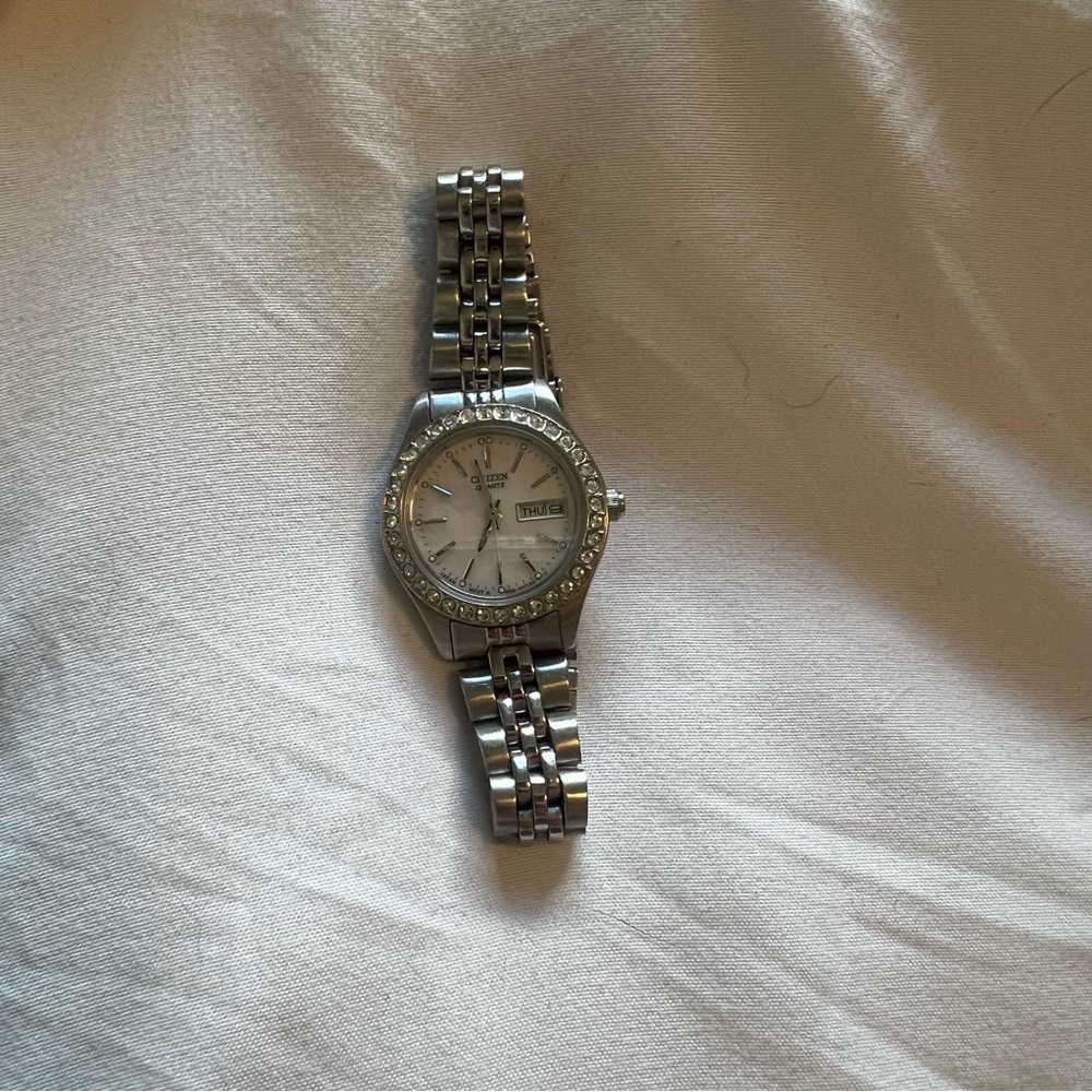 Silver Watch with Crystal Accents